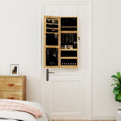 Огледален шкаф за бижута с LED осветление, стенен монтаж