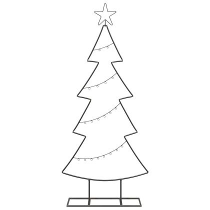 Метално коледно дърво с поставка Черно 125 cm Стомана