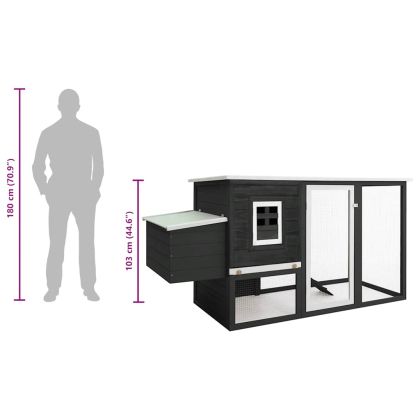 Кокошарник за открито с 1 отделение за яйца, сив, дървен