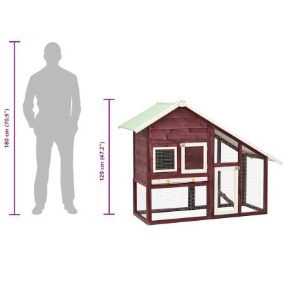 Клетка за зайци, мока и бяло, 140x63x120 см, чам масив