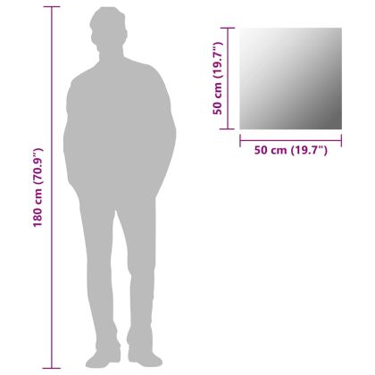 Стенно огледало, 50x50 см, квадратно