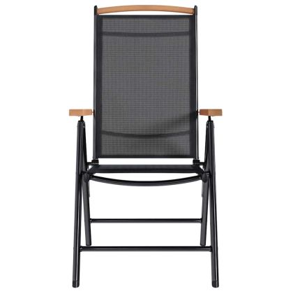 Сгъваеми градински столове, 6 бр, Textilene, черни