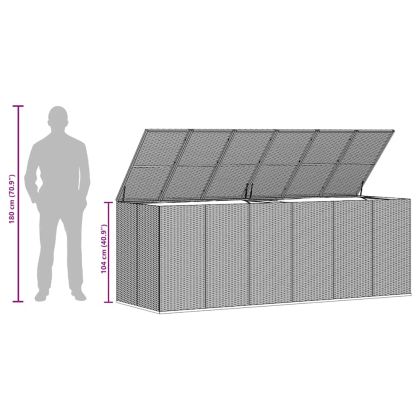 Кутия за градински възглавници PE Ратан 291x100,5x104 см сива