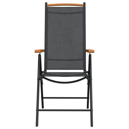 Градински трапезен комплект, 7 части, черен, алуминий