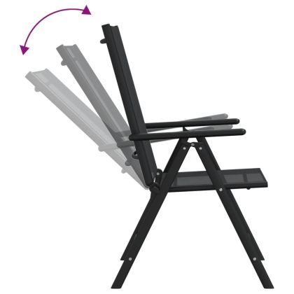 Градински трапезен комплект, 7 части, черен, алуминий