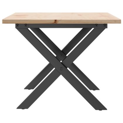 Кафе маса X-образна рамка 80x50x40 см бор масив и стомана