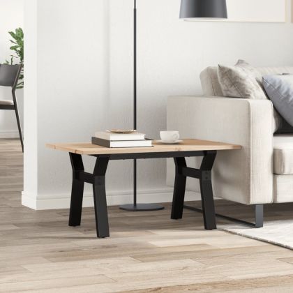 Кафе маса Y-образна рамка 80x50x40 см бор масив и стомана