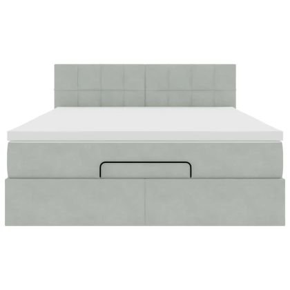 Османско легло с матрак Светло сиво 140x190 cm Кадифе