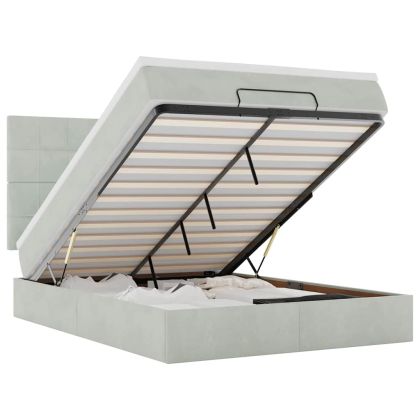 Легло с матраци Светло сиво 140x190cm кадифе