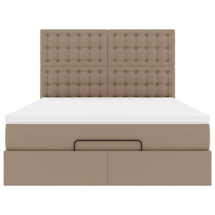 Османска легло с матрак&LED капучино 140x190 см изкуствена кожа