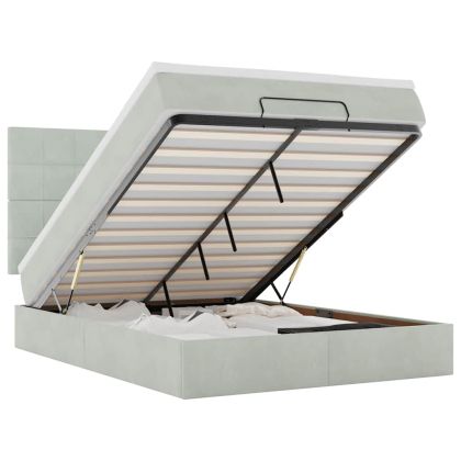 Османска легло с матраци и LED, светлосиво, 140x190 см, кадифе