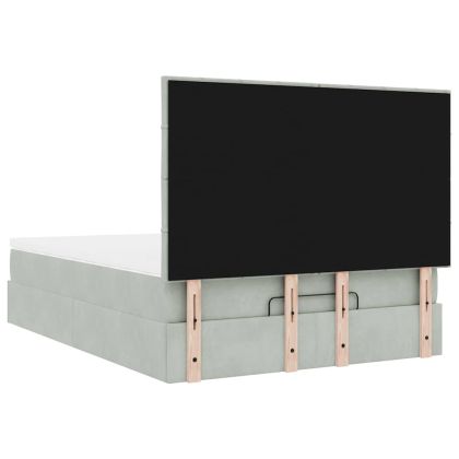 Османска легло с матраци и LED, светлосиво, 140x190 см, кадифе