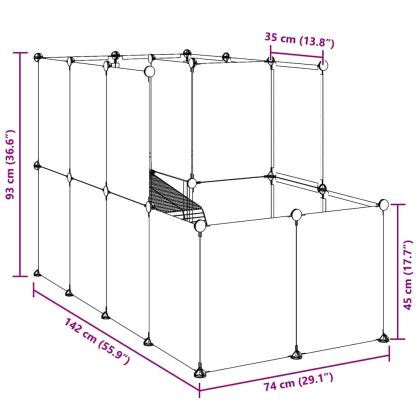 Клетка за малки животни прозрачна 142x74x93 см PP и стомана