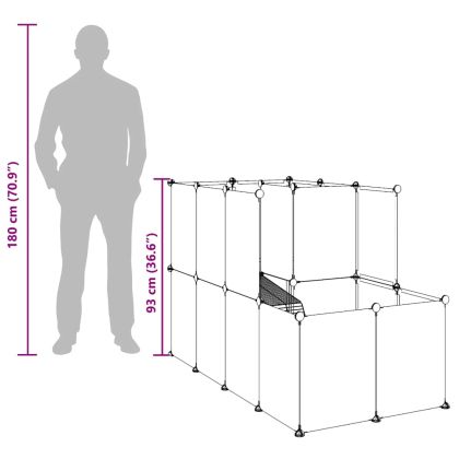 Клетка за малки животни, черна, 142x74x93 см, PP и стомана