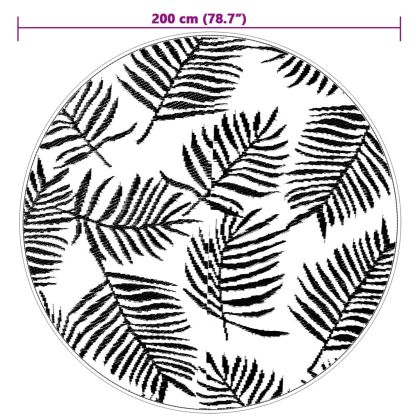 Килим за открито, ARAKIL бяло и черно, Ø200 см, PP