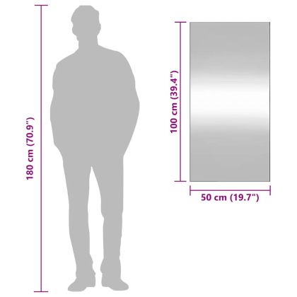 Стенно огледало 50x100 см стъкло правоъгълно