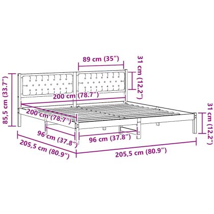 Рамка за легло Светлосиво 200 x 200 cm Солидно борово дърво