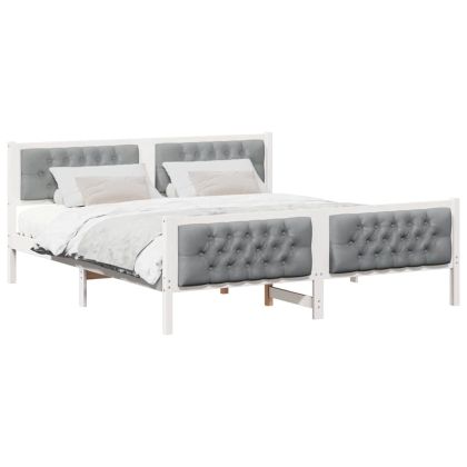 Рамка за легло Светлосиво 160 x 200 cm Солидно борово дърво