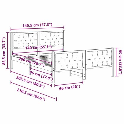 Рамка за легло Черно 140 x 200 cm Солидно борово дърво