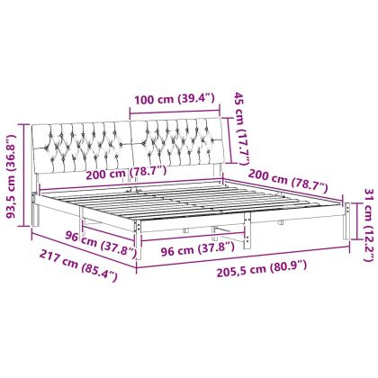 Леглова рамка с тапицирана гръбна част Кафяво 200 x 200 cm