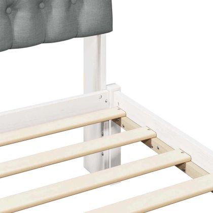 Леглова рамка с тапицирана гръбна част Бяло 200 x 200 cm