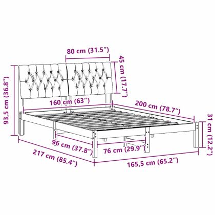 Леглова рамка с тапицирана гръбна част Кафяво 160 x 200 cm
