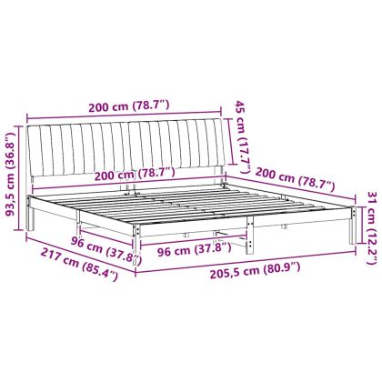 Рамка за легло Кафяво 200 x 200 cm Солидно борово дърво