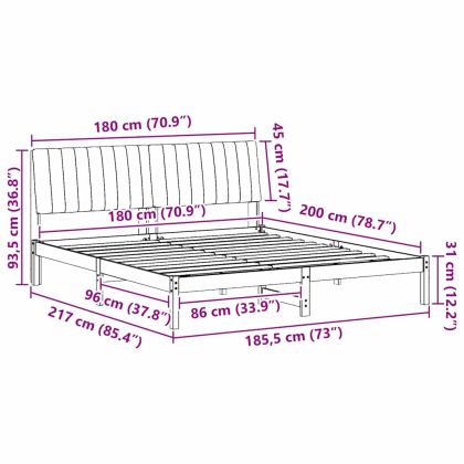 Рамка за легло Кафяво 180 x 200 cm Солидно борово дърво