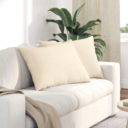 Диван възглавници 2 pcs Крем 70 x 50 cm Кордюрова тъкан