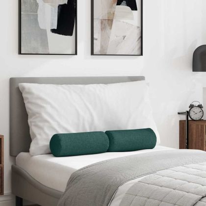 Възглавници валяци 2 pcs Тъмен зелен Ø 15 x 40 см текстил