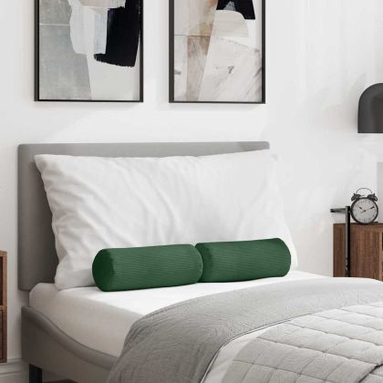 Възглавници валяци 2 pcs Тъмен зелен Ø 15 x 40 см