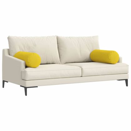 Възглавници валяци 2 pcs Светло жълто Ø 25 x 70 см текстил