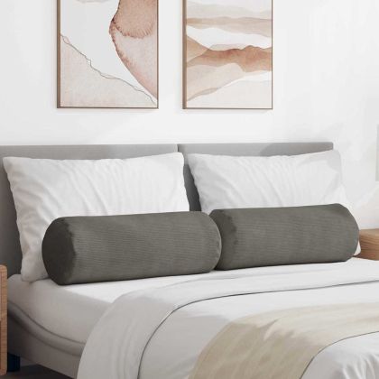 Възглавници валяци 2 pcs Светлосиво Ø 25 x 70 см