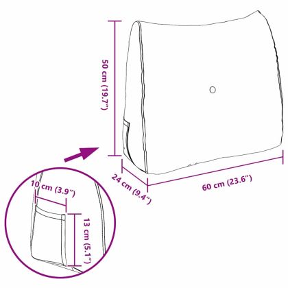 Възглавница за гръб Жълто 60 x 24 x 50 см Кадифе