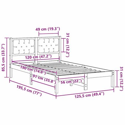 Рамка за легло Таупе 120 x 190 cm Солидно борово дърво