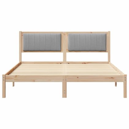 Леглова рамка с тапицирана гръбна част Светлосиво 160 x 200 cm