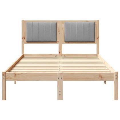 Леглова рамка с тапицирана гръбна част Светлосиво 120 x 200 cm