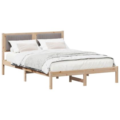 Леглова рамка с тапицирана гръбна част Таупе 135 x 190 cm