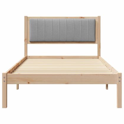 Леглова рамка с тапицирана гръбна част Светлосиво 100 x 200 cm