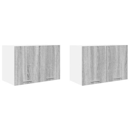 Висящ шкаф с врата Riga 2 pcs Сив Сонома и бяло 60 x 31 x 40 см