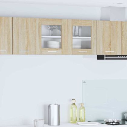 Висящ шкаф с врата Riga Сонома дъб и бяло 80 x 31 x 40 см