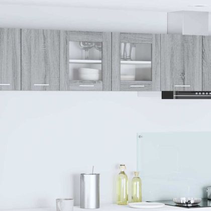 Висящ шкаф с врата Riga Сив Сонома и бяло 80 x 31 x 40 см