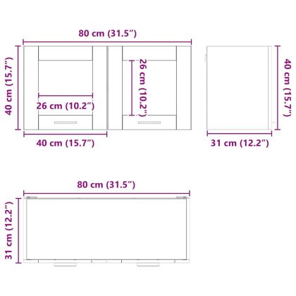 Висящ шкаф с врата Riga Стара дървесина и бяло 80 x 31 x 40 см
