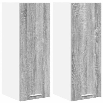 Висящ шкаф с врата Riga 2 pcs Сив Сонома и бяло 30 x 31 x 80 см