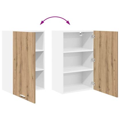 Висящ шкаф с врата Riga Занаятчийски дъб и бяло 50 x 31 x 80 см