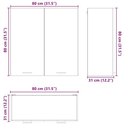 Висящ шкаф Riga Черния дъб 80 x 31 x 80 см Инженерно дърво