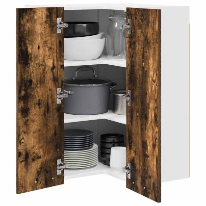 Висящ шкаф със съхранение Riga Димящ дъб и бяло 57 x 57 x 80 см