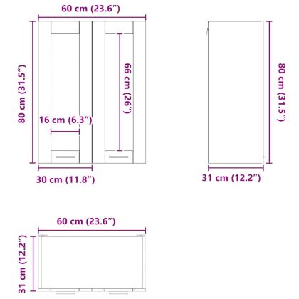 Висящ шкаф Циментено сиво 60 x 31 x 80 см Инженерно дърво