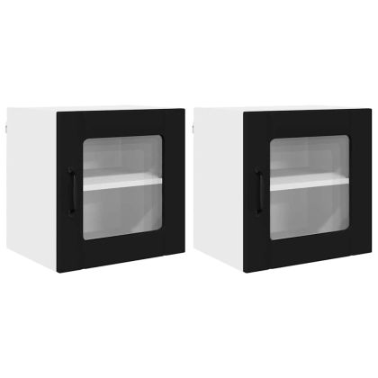 Кухненски шкаф 2 pcs Черно 40 x 31 x 40 см Инженерно дърво