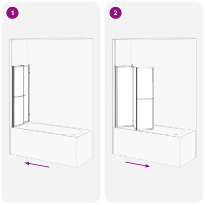 Параван за душ/вана, L форма, 70x120x137 см, 4 панела, сгъваем
